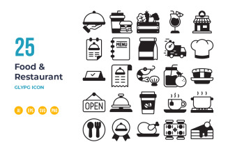 Food and Restaurant Icon Set in Glyph