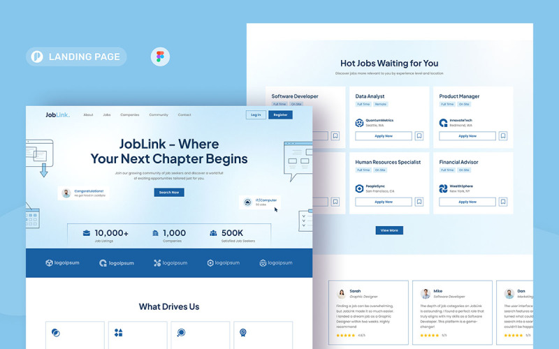 JobLink - Job Finder Landing Page UI Element