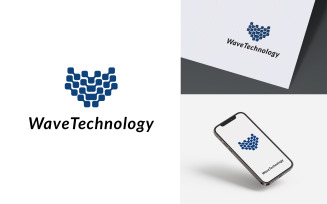 Modern W letter technology logo design