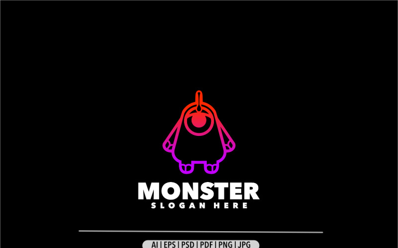 Monster line art gradient logo template Logo Template