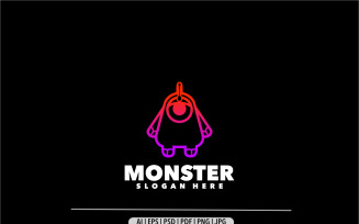 Monster line art gradient logo template