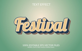 Festival 3d editable vector text effect design