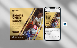 Instagram Posts Template - Gym Fitness Social Media Posts Template