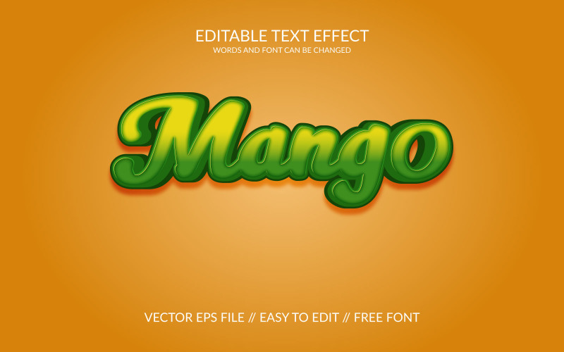 Mango 3D Editable Vector Eps Text Effect Illustration