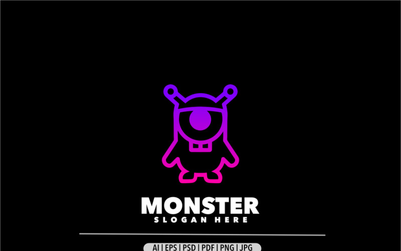Monster zombie plankton line art logo Logo Template