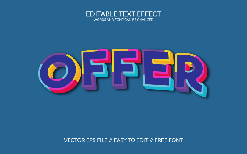 Offer 3D Editable Vector Eps Text Effect design Illustration