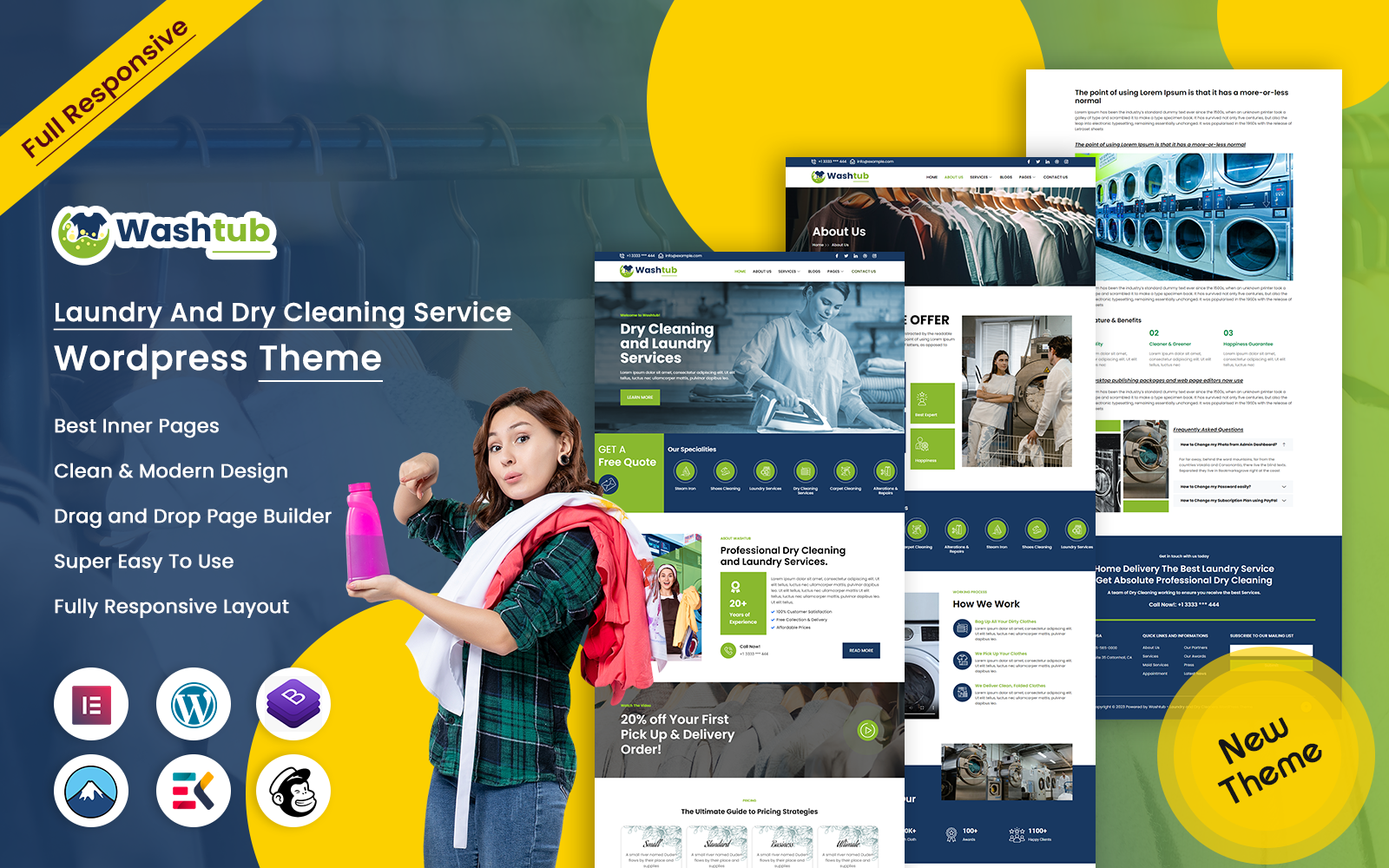 Washtub - Laundry And Dry Cleaning Service WordPress Theme