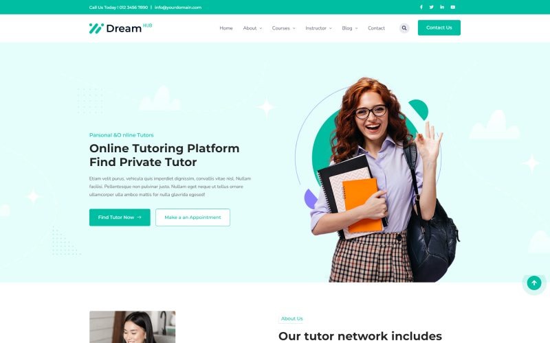 Dreamhub - Online Education Tutoring HTML5 Template Website Template