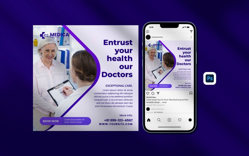 Instagram Posts Template - Medical Healthcare Instagram Post Design Social Media