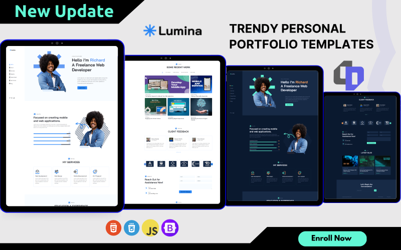 Lumina - HTML Template for Developer, Designer, Freelancer or Any Professions. Landing Page Template