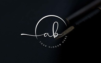 Calligraphy Studio Style AB Letter Logo Design