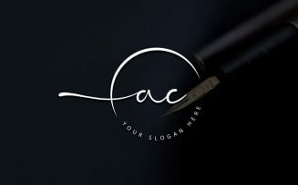 Calligraphy Studio Style AC Letter Logo Design