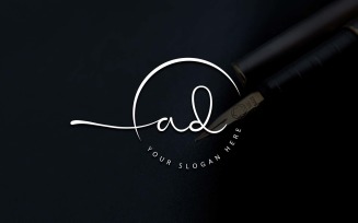 Calligraphy Studio Style AD Letter Logo Design