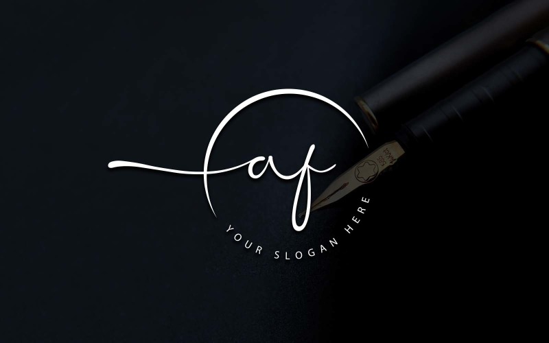 Calligraphy Studio Style AF Letter Logo Design Logo Template
