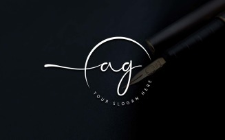 Calligraphy Studio Style AG Letter Logo Design