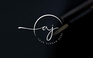 Calligraphy Studio Style AJ Letter Logo Design