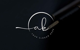 Calligraphy Studio Style AK Letter Logo Design