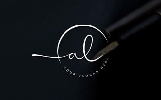 Calligraphy Studio Style AL Letter Logo Design