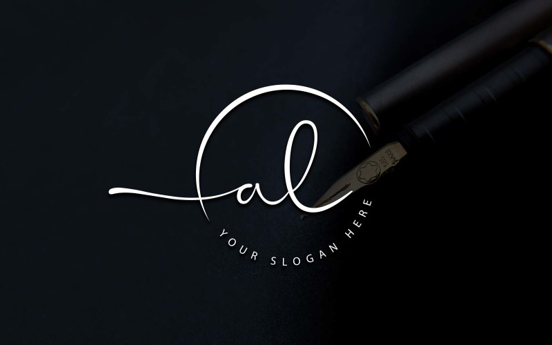 Calligraphy Studio Style AL Letter Logo Design Logo Template