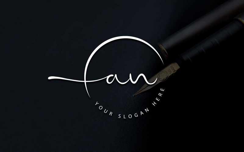 Calligraphy Studio Style AN Letter Logo Design Logo Template