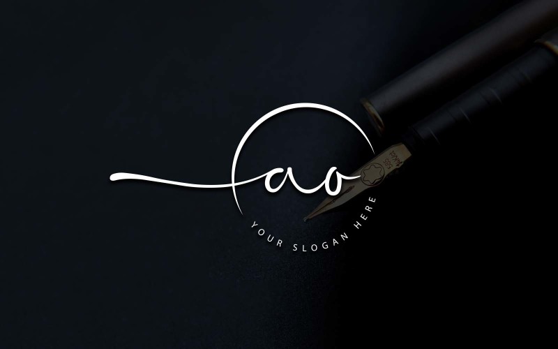 Calligraphy Studio Style AO Letter Logo Design Logo Template
