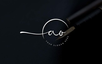 Calligraphy Studio Style AO Letter Logo Design