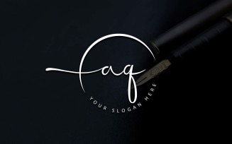 Calligraphy Studio Style AQ Letter Logo Design
