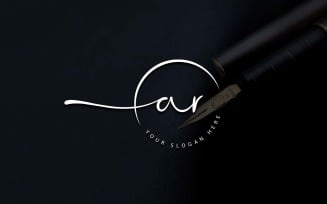 Calligraphy Studio Style AR Letter Logo Design