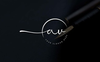 Calligraphy Studio Style AV Letter Logo Design