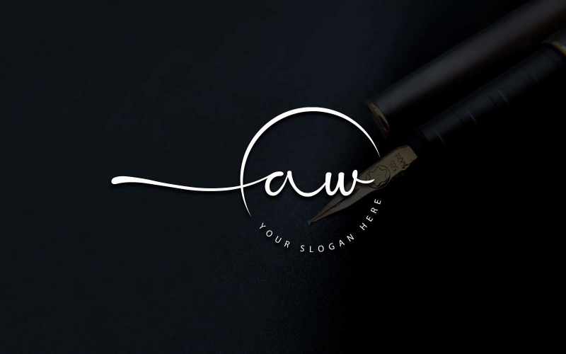 Calligraphy Studio Style AW Letter Logo Design Logo Template