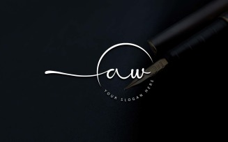 Calligraphy Studio Style AW Letter Logo Design