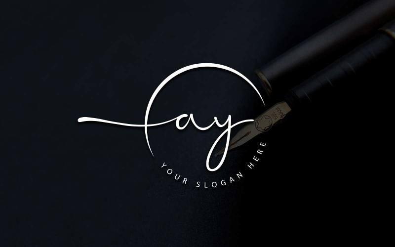 Calligraphy Studio Style AY Letter Logo Design Logo Template
