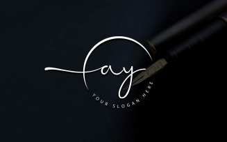 Calligraphy Studio Style AY Letter Logo Design