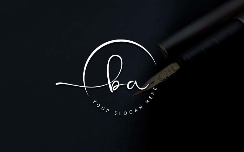 Calligraphy Studio Style BA Letter Logo Design Logo Template