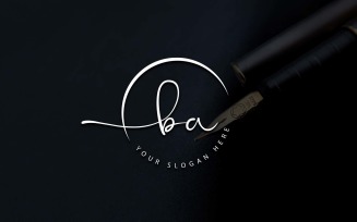 Calligraphy Studio Style BA Letter Logo Design