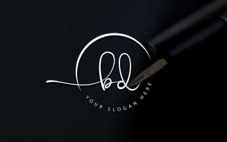 Calligraphy Studio Style BD Letter Logo Design