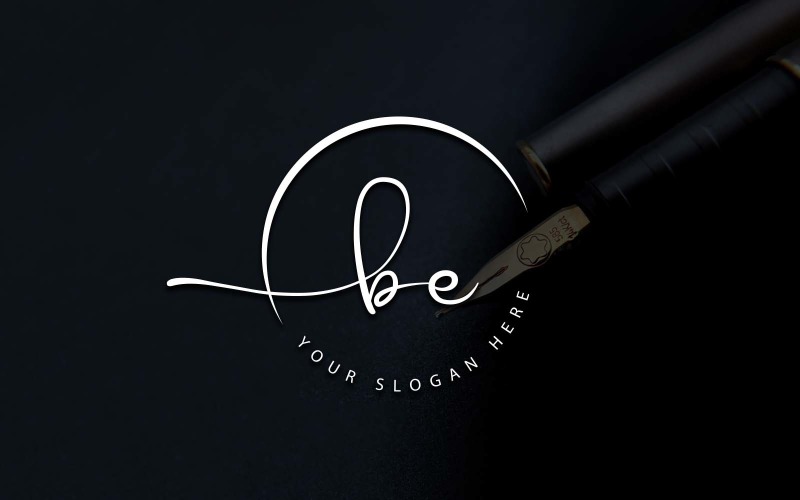 Calligraphy Studio Style BE Letter Logo Design Logo Template