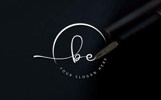 Calligraphy Studio Style BE Letter Logo Design