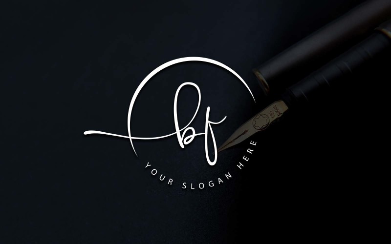 Calligraphy Studio Style BF Letter Logo Design Logo Template