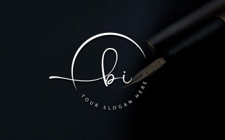 Calligraphy Studio Style BI Letter Logo Design