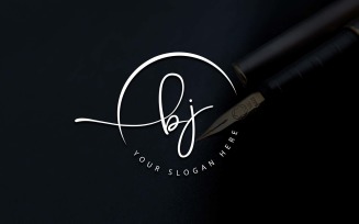 Calligraphy Studio Style BJ Letter Logo Design