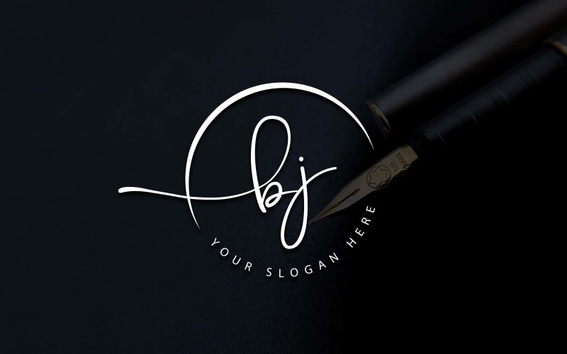 Calligraphy Studio Style BJ Letter Logo Design Logo Template