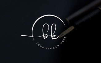 Calligraphy Studio Style BK Letter Logo Design