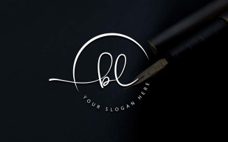 Calligraphy Studio Style BL Letter Logo Design
