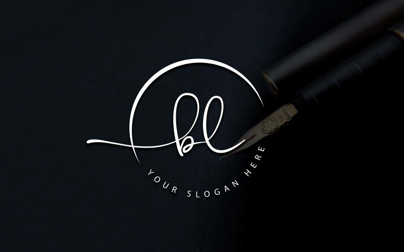 Calligraphy Studio Style BL Letter Logo Design Logo Template