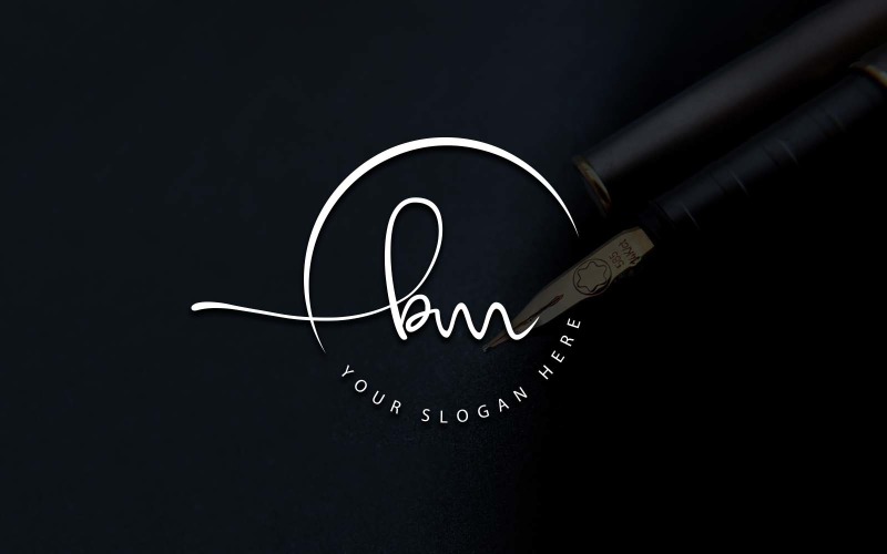 Calligraphy Studio Style BM Letter Logo Design Logo Template