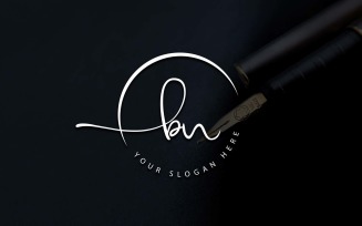Calligraphy Studio Style BN Letter Logo Design
