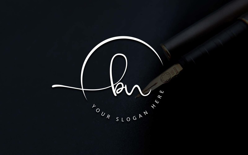 Calligraphy Studio Style BN Letter Logo Design Logo Template