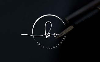 Calligraphy Studio Style BO Letter Logo Design