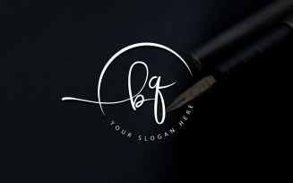 Calligraphy Studio Style BQ Letter Logo Design